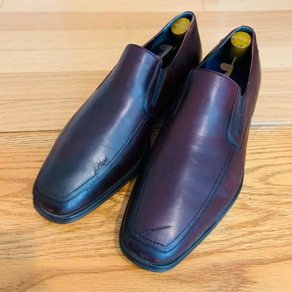 Magnanni Cognac Brown Leather Penny Loafers Size 9.5 M